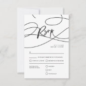 Minimaal Modern Fancy Script "RSVP" QR Code Bruilo RSVP Kaartje (Voorkant)