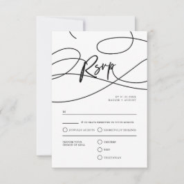 Minimaal Modern Fancy Script "RSVP" QR Code Bruilo RSVP Kaartje
