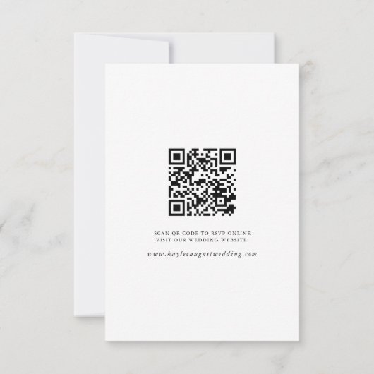 Minimaal Modern Fancy Script "RSVP" QR Code Bruilo RSVP Kaartje (Achterkant)
