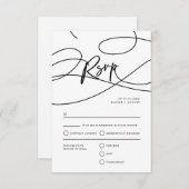 Minimaal Modern Fancy Script "RSVP" QR Code Bruilo RSVP Kaartje (Voorkant / Achterkant)