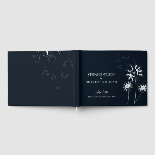 Minimaal modern fijn Floral Monogram bruiloft Gastenboek (Volledig)
