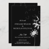 Minimaal modern fijn Floral Monogram bruiloft Kaart (Voorkant / Achterkant)