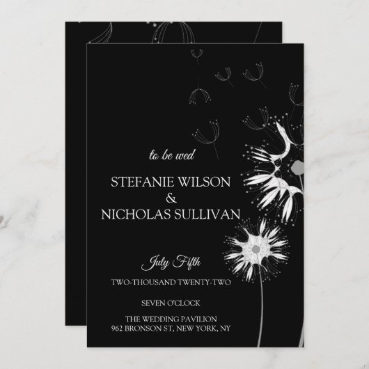 Minimaal modern fijn Floral Monogram bruiloft Kaart (Voorkant / Achterkant)