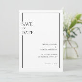 Minimaal modern formeel zwart schrift save the dat date (Staand voorkant)