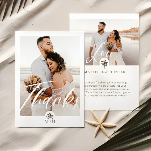 Minimaal modern fotopalmmonogram Dank u wel Bedankkaart