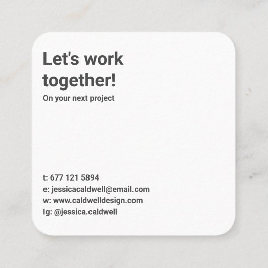 Minimaal modern, geel en blauwgroen, vet grafisch  vierkante visitekaartje (Achterkant)