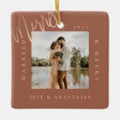 Minimaal modern gehuwd en liefdadig Gold Script 2- Keramisch Ornament (Voorkant)