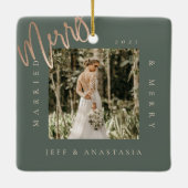 Minimaal modern gehuwd en liefdadig Gold Script 2- Keramisch Ornament (Achterkant)