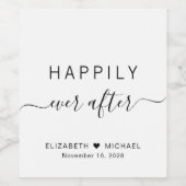 Minimaal modern, gelukkig altijd na het huwelijk wijn etiket (Enkel label)