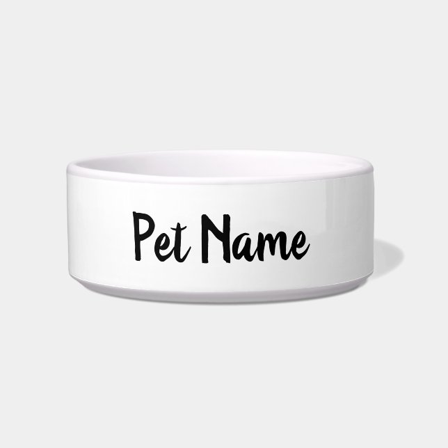 Minimaal Modern Gepersonaliseerd Pet Name Script L Voerbakje (Voorkant)