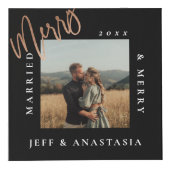 Minimaal Modern Getrouwd & Blij Goud Schrift Kubus (Voorkant)