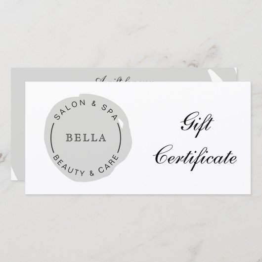 Minimaal modern Grijs Zout-certificaat (Voorkant / Achterkant)