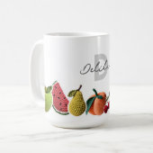 Minimaal Modern Haakfruit Collage Monogram Koffiemok (Voorkant links)