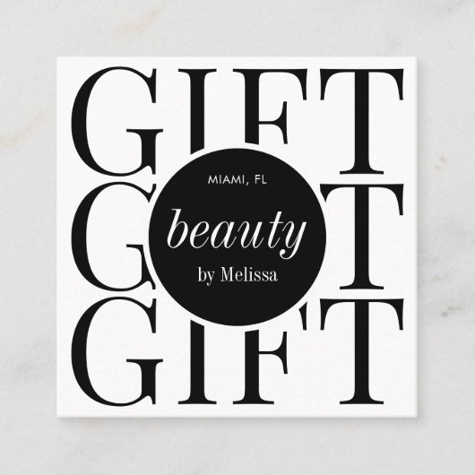 Minimaal Modern Haar Schoonheid Salon Cadeaubon Vierkante Visitekaartje (Voorkant)