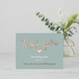 Minimaal Modern Hart en Script Bedankt Bruiloft Folie Uitnodiging Briefkaart