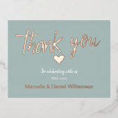 Minimaal Modern Hart en Script Bedankt Bruiloft Folie Uitnodiging Briefkaart (Voorkant)
