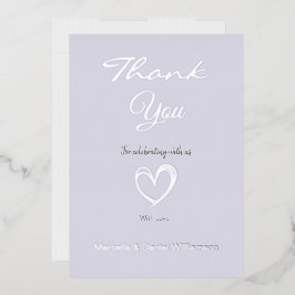 Minimaal modern hart en script bedankt    folie uitnodiging