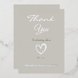 Minimaal Modern Hart en Script Bedankt   Folie Uitnodiging