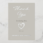 Minimaal Modern Hart en Script Bedankt   Folie Uitnodiging (Voorkant)