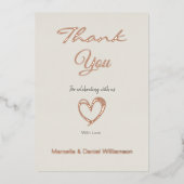 Minimaal Modern Hart en Script Bedankt   Folie Uitnodiging (Voorkant)
