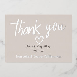 Minimaal modern hart en script bruiloft   folie uitnodiging