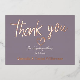 Minimaal Modern Hart en Script Trouw Dankjewel  Folie Uitnodiging