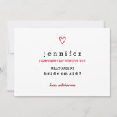 Minimaal modern hart | Wil je mijn bruidsmeisje zi Kaart (Voorkant)