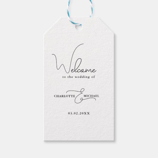 minimaal modern huwelijkswelkom cadeaulabel (Voorkant)