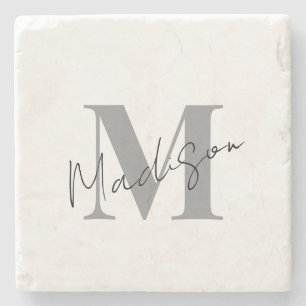 Minimaal modern Initiaal monogram Stenen Onderzetter
