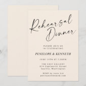 Minimaal Modern Ivoor Cream Script Repetitie Diner Kaart (Voorkant / Achterkant)