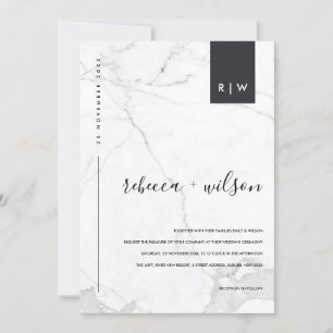 MINIMAAL MODERN MARBLE STONE TYPOGRAPHY WEDING KAART