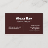 Minimaal Modern Maroon Wit Visitekaartje (Achterkant)