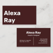 Minimaal Modern Maroon Wit Visitekaartje (Voorkant / Achterkant)