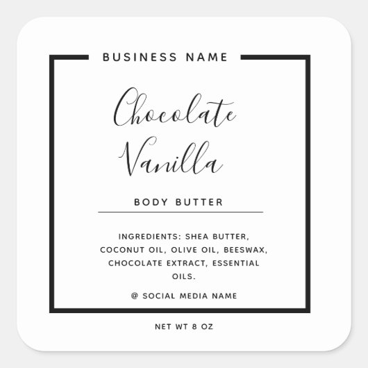 Minimaal modern, modern, typografisch wit product vierkante sticker (Voorkant)