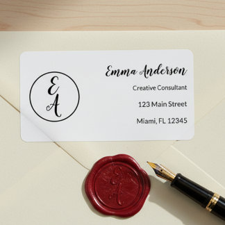 Minimaal Modern Monogram Etiket