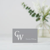 Minimaal Modern Monogram Grauw Wit Professioneel Visitekaartje (Staand voorkant)
