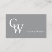 Minimaal Modern Monogram Grauw Wit Professioneel Visitekaartje (Voorkant)