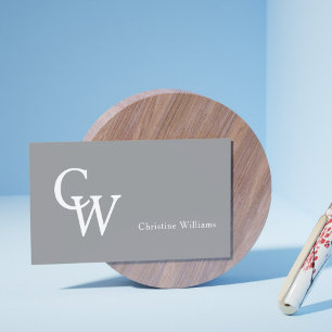 Minimaal Modern Monogram Grauw Wit Professioneel Visitekaartje