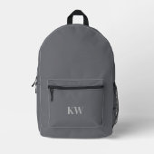 Minimaal modern monogram grijs bedrukte rugzak (Voorkant)