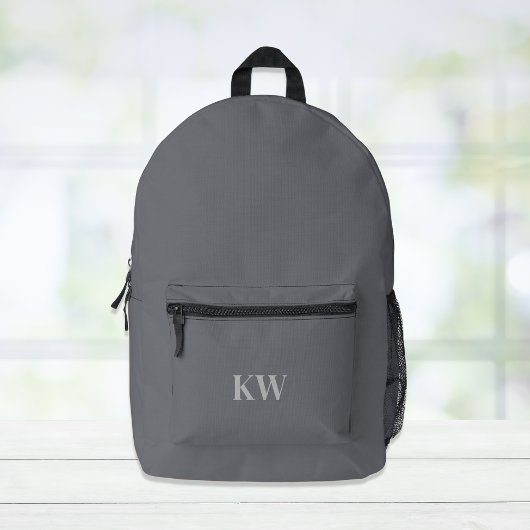 Minimaal modern monogram grijs bedrukte rugzak