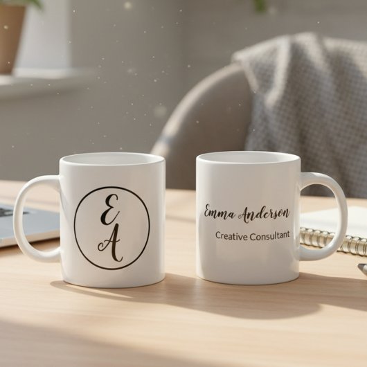 Minimaal Modern Monogram Grote Koffiekop