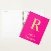Minimaal Modern Monogram Hot Pink 2024 Planner (Display)