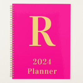 Minimaal Modern Monogram Hot Pink 2024 Planner