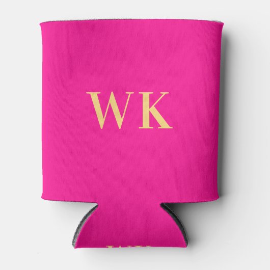 Minimaal Modern Monogram Hot Pink Blikjeskoeler (Voorkant)