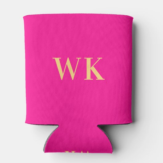 Minimaal Modern Monogram Hot Pink Blikjeskoeler (Achterkant)