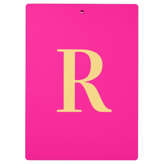 Minimaal Modern Monogram Hot Pink Klembord (Achterkant)