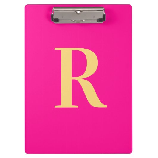 Minimaal Modern Monogram Hot Pink Klembord (Voorkant)