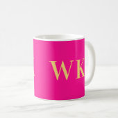 Minimaal Modern Monogram Hot Pink Koffiemok (Voorkant rechts)