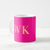 Minimaal Modern Monogram Hot Pink Koffiemok (Voorkant links)