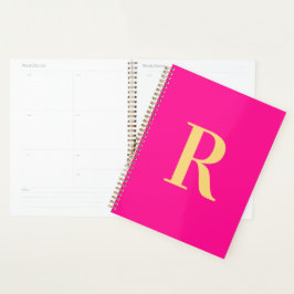 Minimaal Modern Monogram Hot Pink Planner
